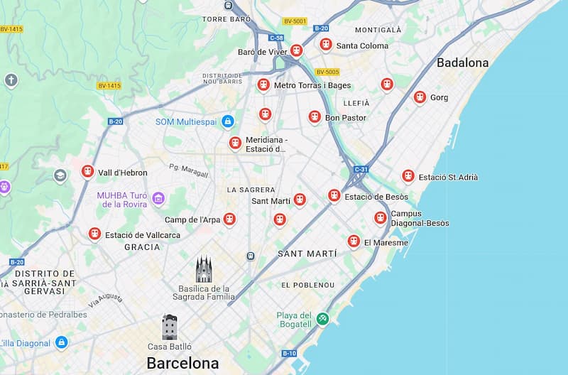 Estaciones de transporte público badalona